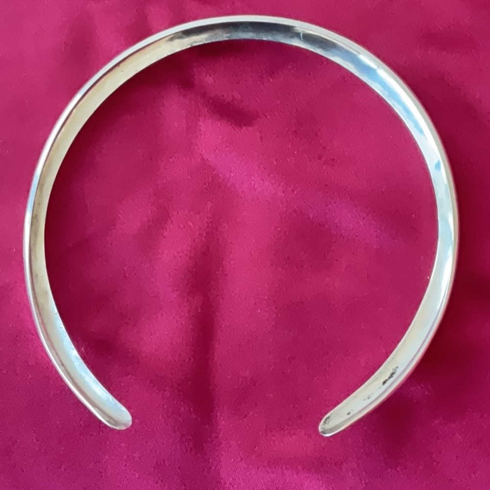 Structural Solid Sterling Silver Cuff Necklace. T… - image 4